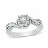 Thumbnail Image 1 of 0.23 CT. T.W. Diamond Swirl Twist Shank Promise Ring in Sterling Silver