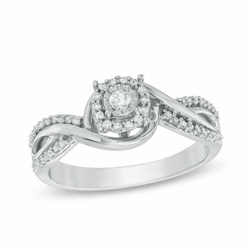 0.23 CT. T.W. Diamond Swirl Twist Shank Promise Ring in Sterling Silver|Peoples Jewellers