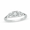 Thumbnail Image 0 of 0.11 CT. T.W. Princess-Cut Diamond Frame Heart Sides Promise Ring in 10K White Gold