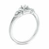 Thumbnail Image 1 of 0.11 CT. T.W. Princess-Cut Diamond Frame Heart Sides Promise Ring in 10K White Gold