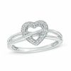 Thumbnail Image 0 of 0.11 CT. T.W. Diamond Heart Crossover Ring in 10K White Gold