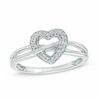 Thumbnail Image 1 of 0.11 CT. T.W. Diamond Heart Crossover Ring in 10K White Gold