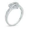 Thumbnail Image 1 of 0.11 CT. T.W. Diamond Heart Crossover Ring in 10K White Gold