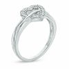 Thumbnail Image 2 of 0.11 CT. T.W. Diamond Heart Crossover Ring in 10K White Gold