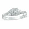 Thumbnail Image 1 of 0.09 CT. T.W. Diamond Cushion Frame Twist Promise Ring in 10K White Gold