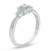 Thumbnail Image 1 of 0.11 CT. T.W. Diamond Square Frame Three Stone Promise Ring in 10K White Gold
