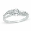 Thumbnail Image 1 of 0.11 CT. T.W. Diamond Wave Promise Ring in 10K White Gold
