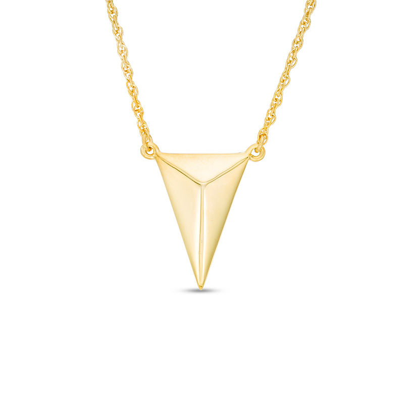 Elongated Triangle Necklace in 10K Gold|Peoples Jewellers