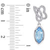 Thumbnail Image 2 of Julianna B™ Marquise Swiss Blue Topaz and 0.21 CT. T.W. Diamond Cursive "JB" Drop Earrings in 14K White Gold