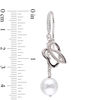 Thumbnail Image 3 of Julianna B™ 9.0-9.5mm Freshwater Cultured Pearl and Diamond Cursive "JB" Drop Earrings in Sterling Silver