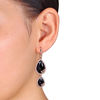 Thumbnail Image 2 of Julianna B™ Onyx and 0.83 CT. T.W. Diamond Cursive "JB" Drop Earrings in Sterling Silver with 18K Rose Gold Plate