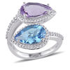 Thumbnail Image 1 of Julianna B™ Pear-Shaped Swiss Blue Topaz, Amethyst and 0.47 CT. T.W. Diamond Frame Bypass Ring in 14K White Gold