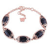 Thumbnail Image 1 of Julianna B™ Onyx and 0.37 CT. T.W. Diamond Cursive "JB" Bracelet in Sterling Silver with 18K Rose Gold Plate - 8.0"