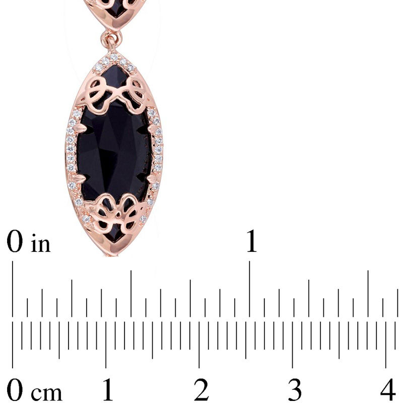 Main Image 3 of Julianna B™ Onyx and 0.37 CT. T.W. Diamond Cursive "JB" Bracelet in Sterling Silver with 18K Rose Gold Plate - 8.0"