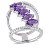 Thumbnail Image 0 of Julianna B™ Marquise Amethyst and 0.32 CT. T.W. Diamond Linear Five Stone Ring in Sterling Silver