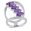 Thumbnail Image 1 of Julianna B™ Marquise Amethyst and 0.32 CT. T.W. Diamond Linear Five Stone Ring in Sterling Silver