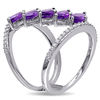 Thumbnail Image 1 of Julianna B™ Marquise Amethyst and 0.32 CT. T.W. Diamond Linear Five Stone Ring in Sterling Silver