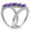 Thumbnail Image 2 of Julianna B™ Marquise Amethyst and 0.32 CT. T.W. Diamond Linear Five Stone Ring in Sterling Silver