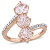 Thumbnail Image 1 of Julianna B™ 6.0mm Morganite and 0.14 CT. T.W. Diamond Linear Three Stone Bypass Ring in 14K Rose Gold