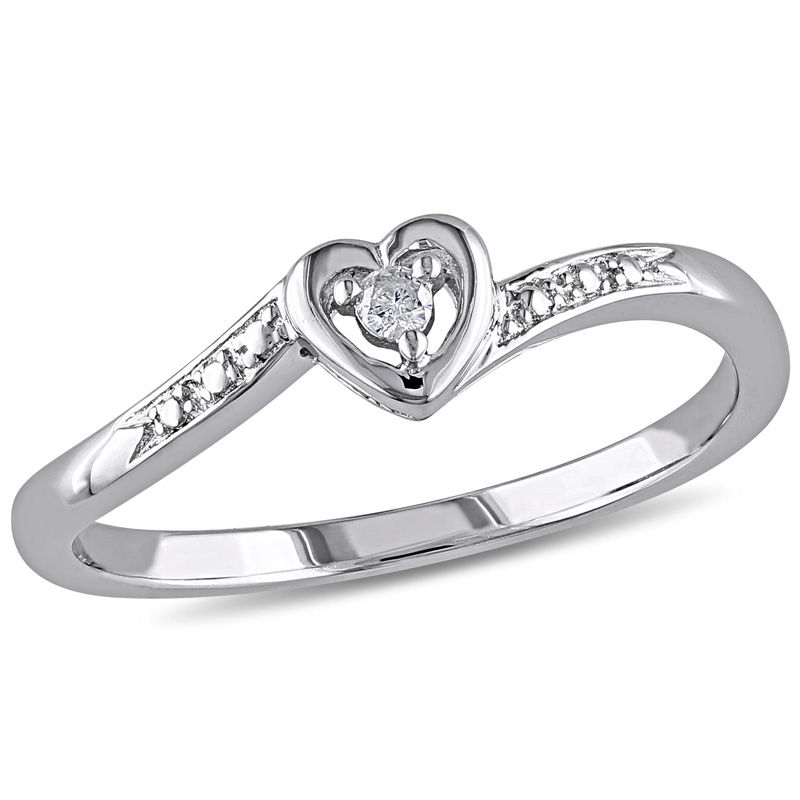 Diamond Accent Heart Promise Ring in Sterling Silver|Peoples Jewellers