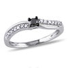 Thumbnail Image 0 of 0.25 CT. T.W. Enhanced Black and White Diamond Split Shank Promise Ring in Sterling Silver