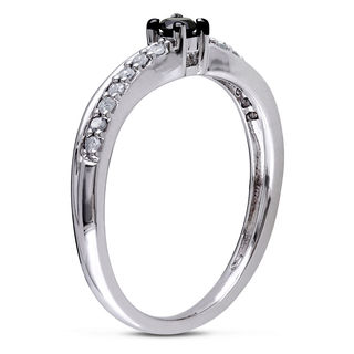 0.25 CT. T.W. Enhanced Black and White Diamond Split Shank Promise Ring in Sterling Silver