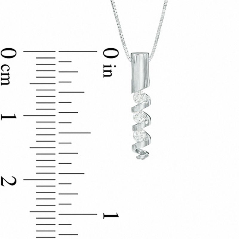 Sirena™ 0.10 CT. T.W. Diamond Three Stone Spiral Pendant in 14K White Gold