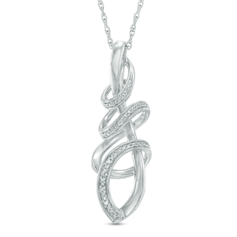 Diamond Accent Twist Pendant in Sterling Silver|Peoples Jewellers