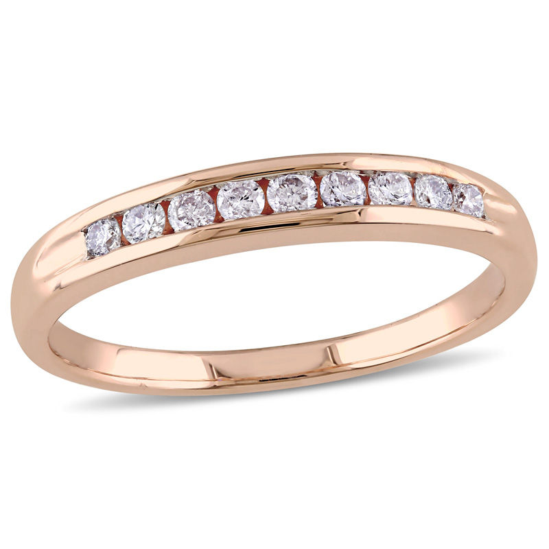 0.24 CT. T.W. Diamond Channel-Set Nine Stone Anniversary Band in 10K Rose Gold