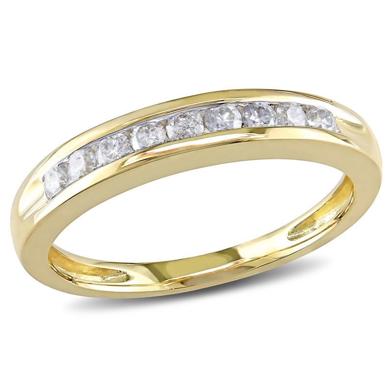 0.24 CT. T.W. Diamond Channel-Set Nine Stone Anniversary Band in 10K Gold