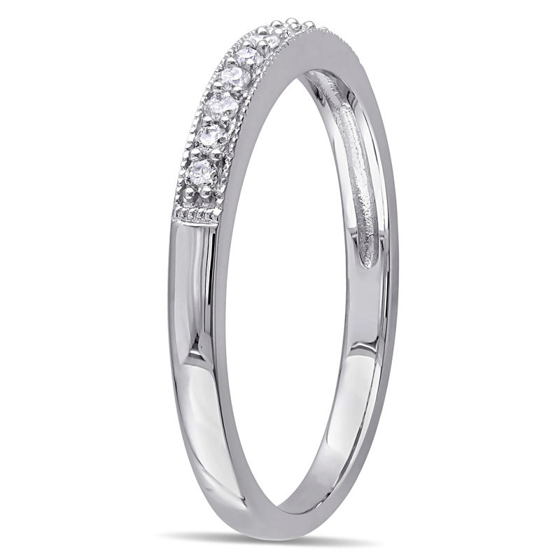 Main Image 2 of 0.10 CT. T.W. Diamond Vintage-Style Anniversary Band in 10K White Gold