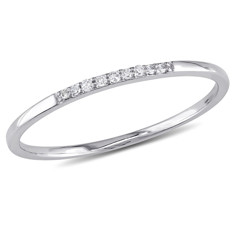 Diamond Accent Nine Stone Anniversary Band in 10K White Gold|Peoples Jewellers