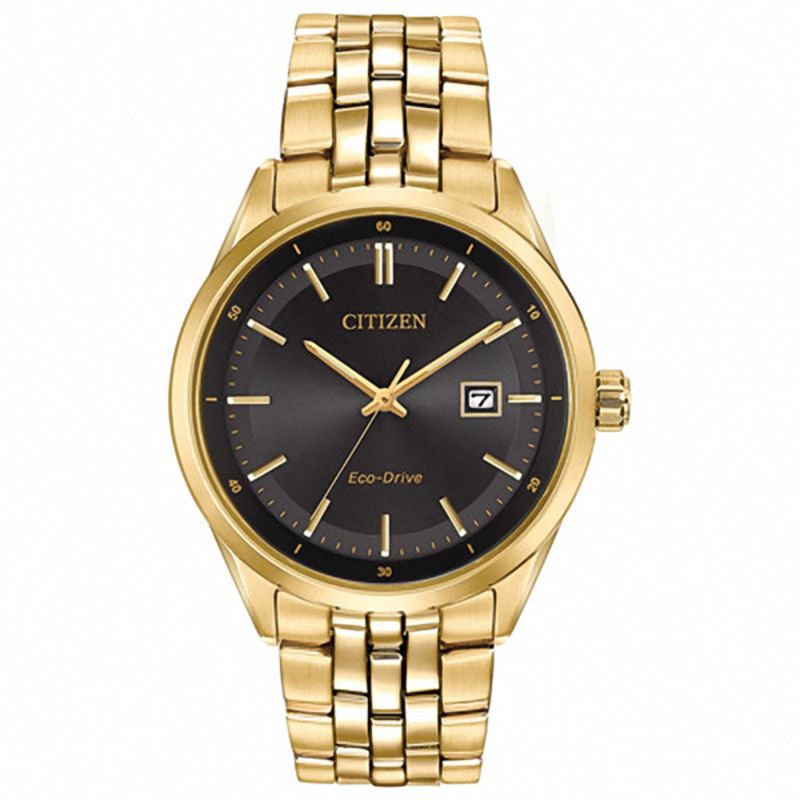 Men's Citizen Eco-Drive® Sapphire Gold-Tone Watch with Black Dial (Model: BM7252-51E)|Peoples Jewellers