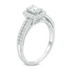 Thumbnail Image 1 of 0.95 CT. T.W. Emerald-Cut Diamond Frame Double Row Engagement Ring in 14K White Gold