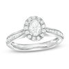 Thumbnail Image 0 of 1.00 CT. T.W. Canadian Certified Oval Diamond Frame Engagement Ring in 14K White Gold (I/SI2)