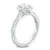 Thumbnail Image 1 of 1.00 CT. T.W. Canadian Certified Oval Diamond Frame Engagement Ring in 14K White Gold (I/SI2)
