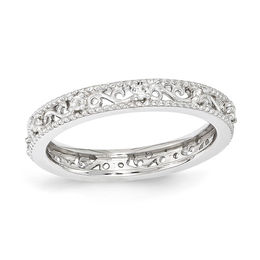 Stackable Expressions™ White Topaz Filigree Eternity Band in Sterling Silver