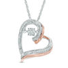 Thumbnail Image 0 of Unstoppable Love™ Diamond Accent Tilted Heart Pendant in Sterling Silver and 10K Rose Gold
