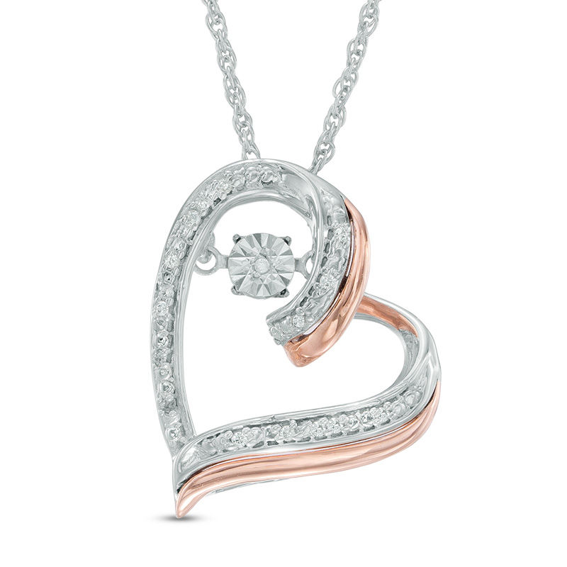 Unstoppable Love™ Diamond Accent Tilted Heart Pendant in Sterling Silver and 10K Rose Gold|Peoples Jewellers