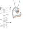 Thumbnail Image 1 of Unstoppable Love™ Diamond Accent Tilted Heart Pendant in Sterling Silver and 10K Rose Gold