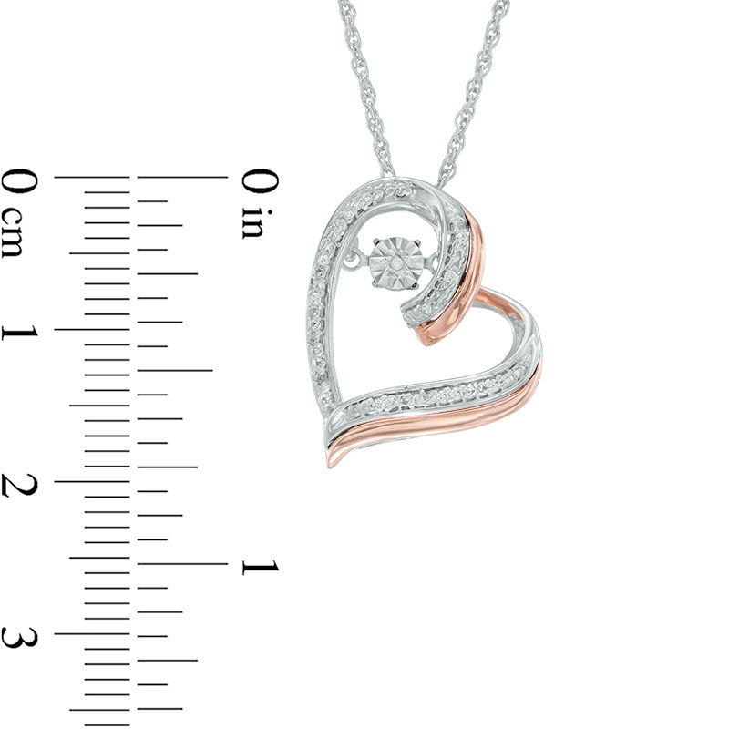 Unstoppable Love™ Diamond Accent Tilted Heart Pendant in Sterling Silver and 10K Rose Gold