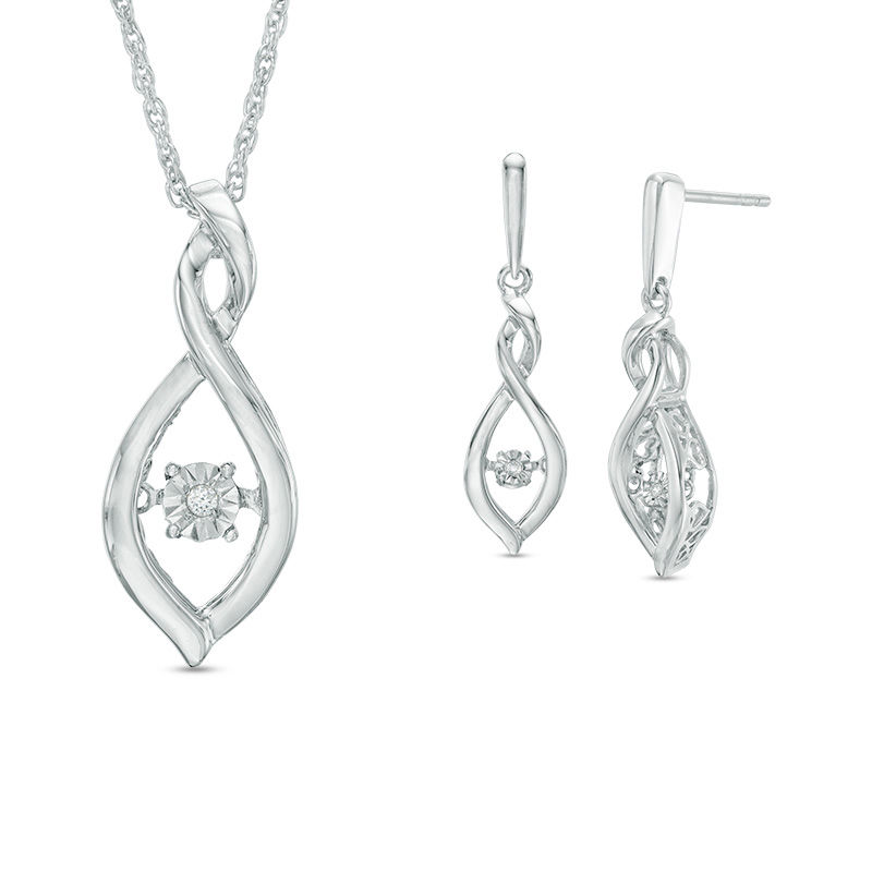 Unstoppable Love™ Diamond Accent Twist Infinity Pendant and Drop Earrings Set in Sterling Silver