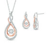 Thumbnail Image 1 of Unstoppable Love™ 0.25 CT. T.W. Diamond Infinity Pendant and Earrings Set in Sterling Silver and 10K Rose Gold