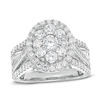 Thumbnail Image 1 of 2.50 CT. T.W. Composite Diamond Oval Frame Twist Shank Engagement Ring in 14K White Gold