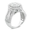 Thumbnail Image 2 of 2.50 CT. T.W. Composite Diamond Oval Frame Twist Shank Engagement Ring in 14K White Gold