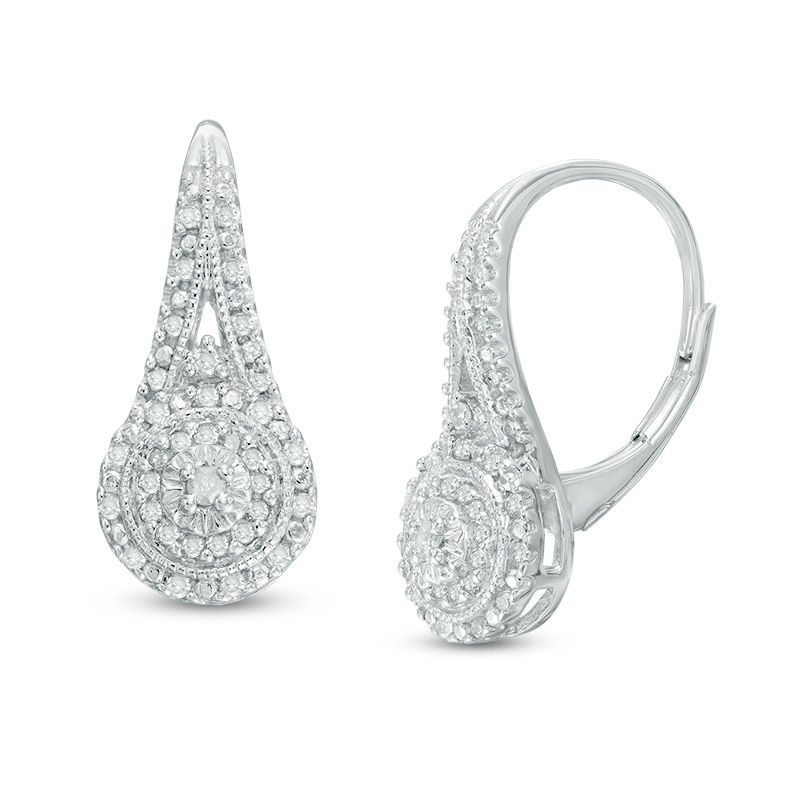 0.25 CT. T.W. Composite Diamond Vintage-Style Drop Earrings in Sterling Silver|Peoples Jewellers