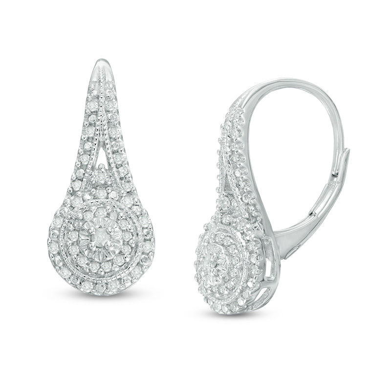 Main Image 1 of 0.25 CT. T.W. Composite Diamond Vintage-Style Drop Earrings in Sterling Silver