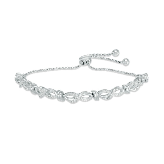 0.18 CT. T.w. Diamond Infinity Wave Bolo Bracelet in Sterling Silver -