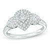 Thumbnail Image 1 of 0.52 CT. T.W. Diamond Double Pear-Shaped Frame Past Present Future® Engagement Ring in 10K White Gold
