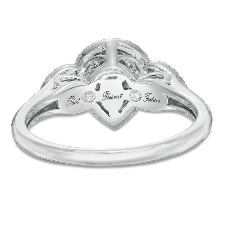 Main Image 3 of 0.52 CT. T.W. Diamond Double Pear-Shaped Frame Past Present Future® Engagement Ring in 10K White Gold